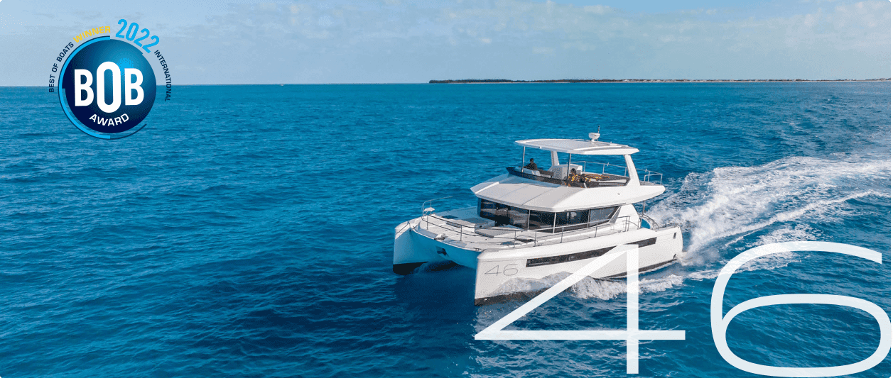 46 Hybrid Catamaran by Leopard - Electric sailing catamaran boat on water